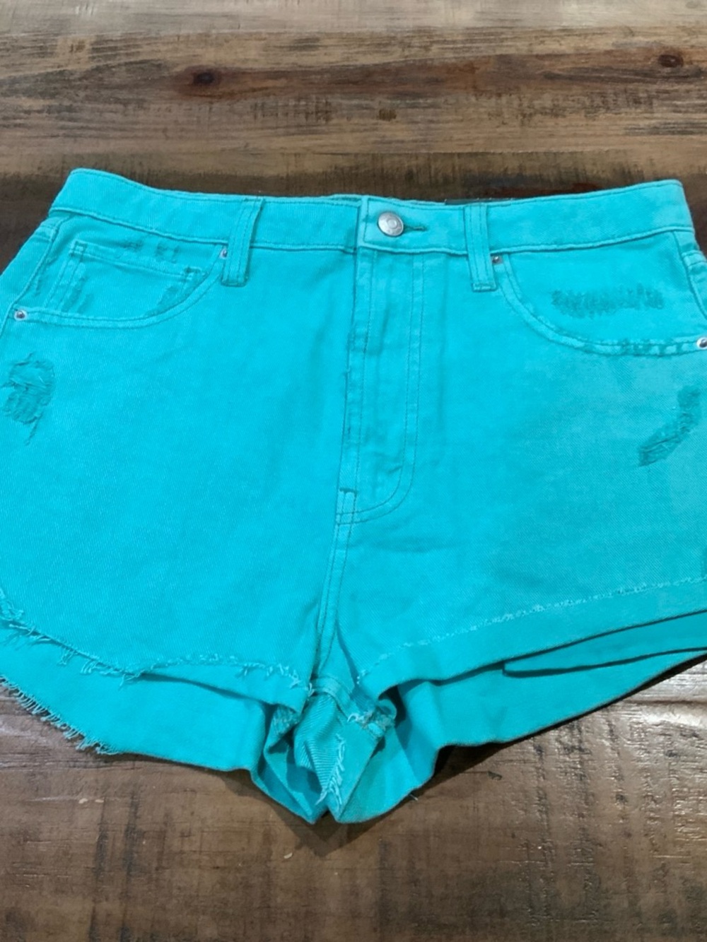 wild fable Teal High-Waist Denim Shorts
